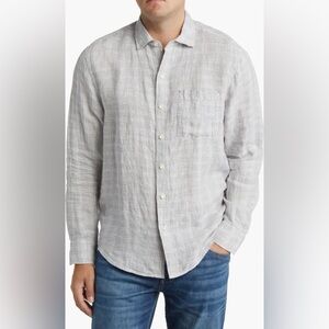 Tommy Bahama Casual Button up Shirt, Linen, size XL Gray and White